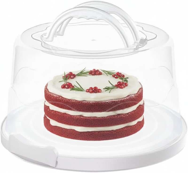 MosJos EXTRA LARGE & EXTRA STURDY Cake Carrier, Cake Stand with Lid and Foldable Handles - Multifunctional Serving Platter and Cake Plate - Cake Container with Dome and Strong Snaps 13 x 13 x 7 inch (White) - Image 1